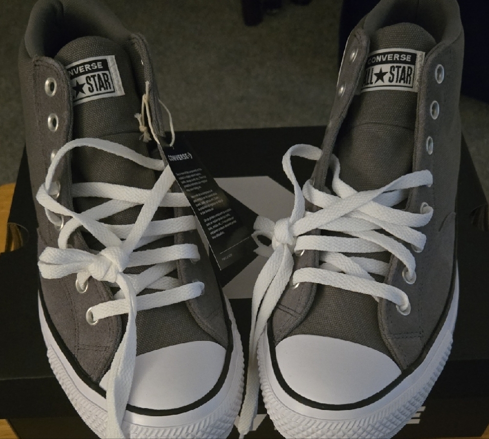 Converse Gray and White Canvas Sneakers Classic Design